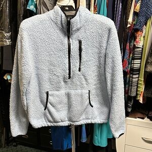 Light Blue Sherpa Pullover with Black Accents